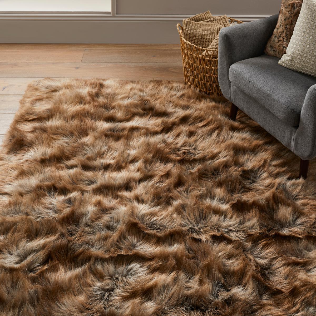 Siberia Faux Sheepskin Rug Siberia Brown – image 1