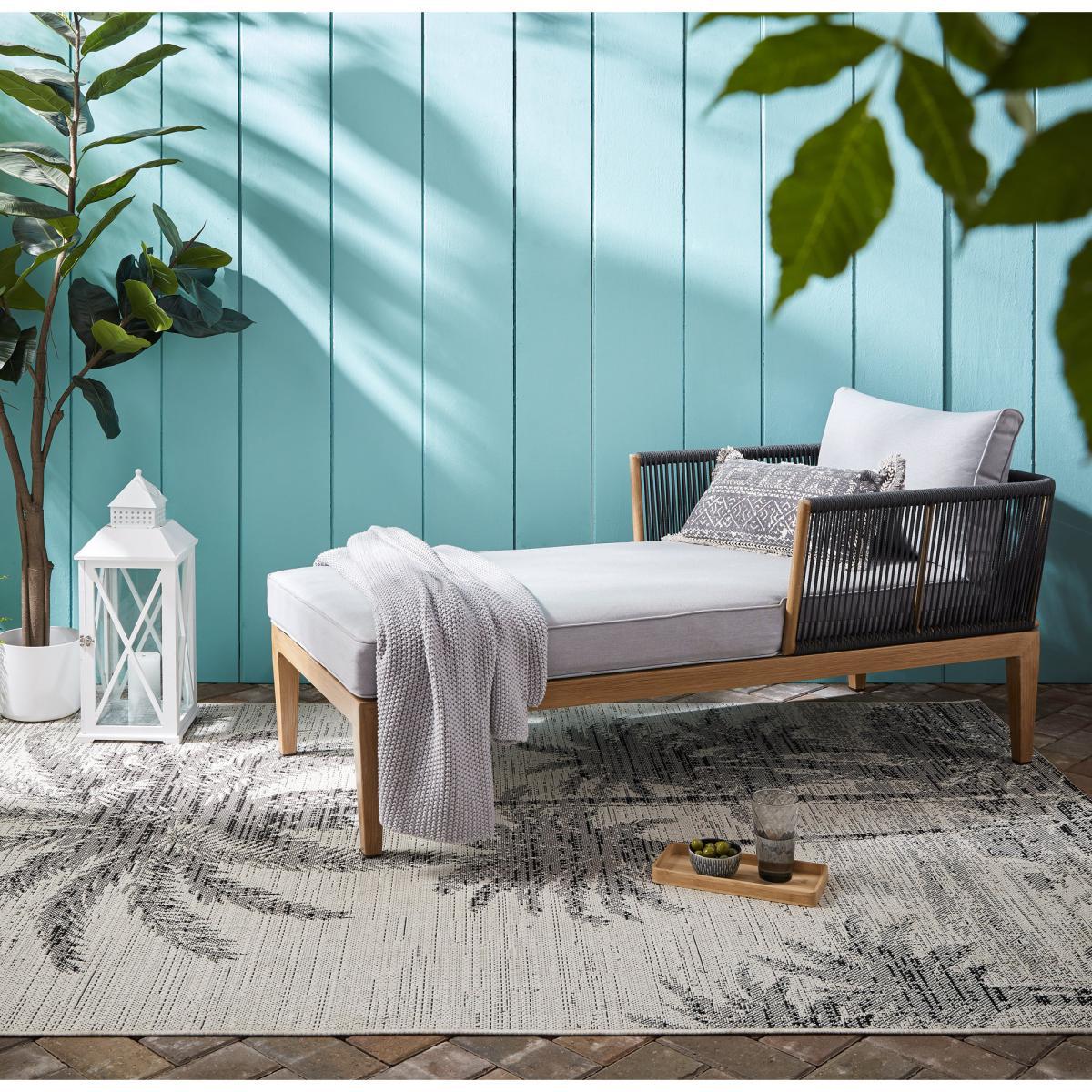 Palm Tree Indoor Outdoor Rug Cream/Black – image 1
