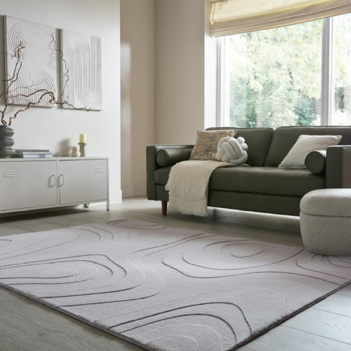 Neve Abstract Faux Fur Wave Rug – image 1