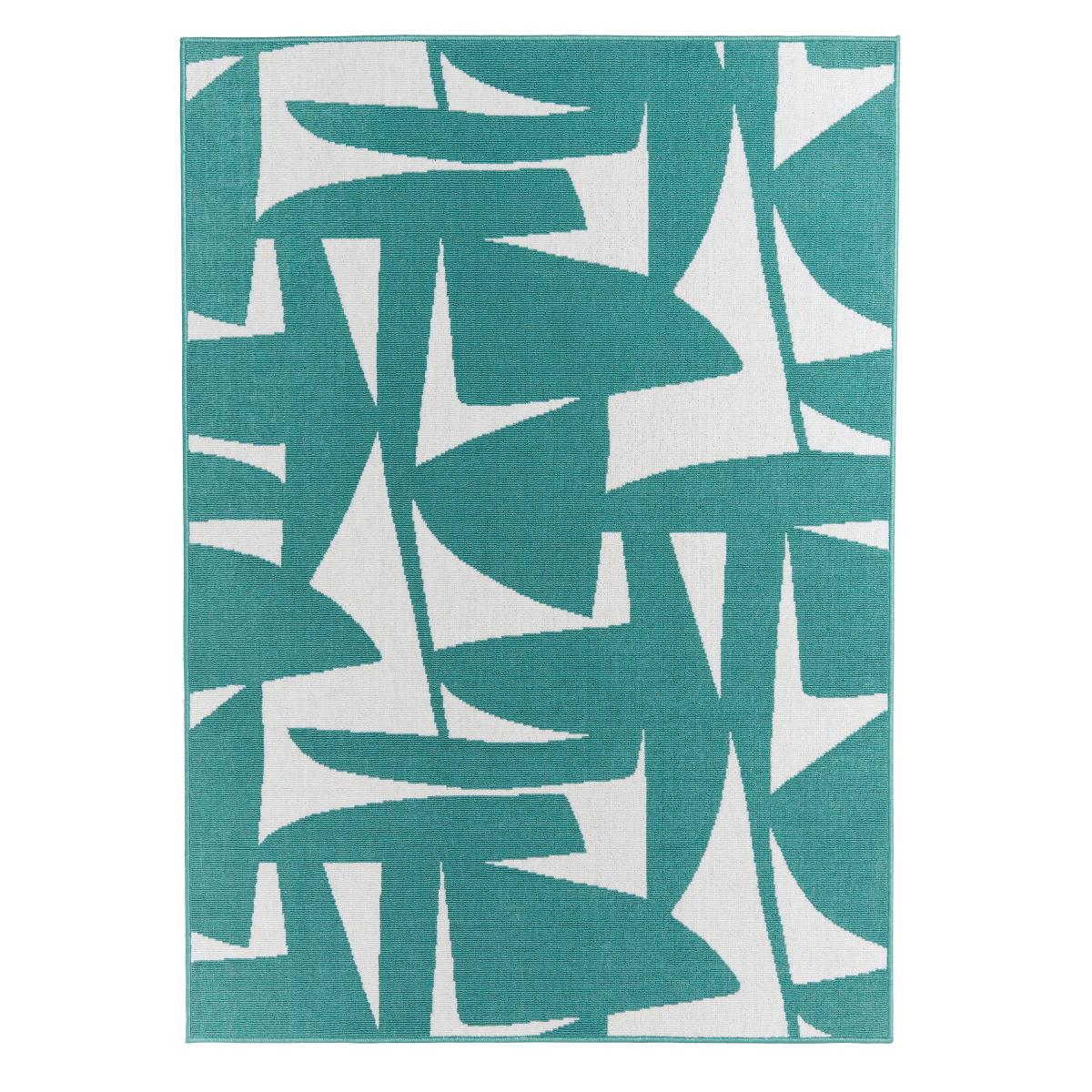 Elements Teal Geo Indoor Outdoor Rug Green/White – image 2