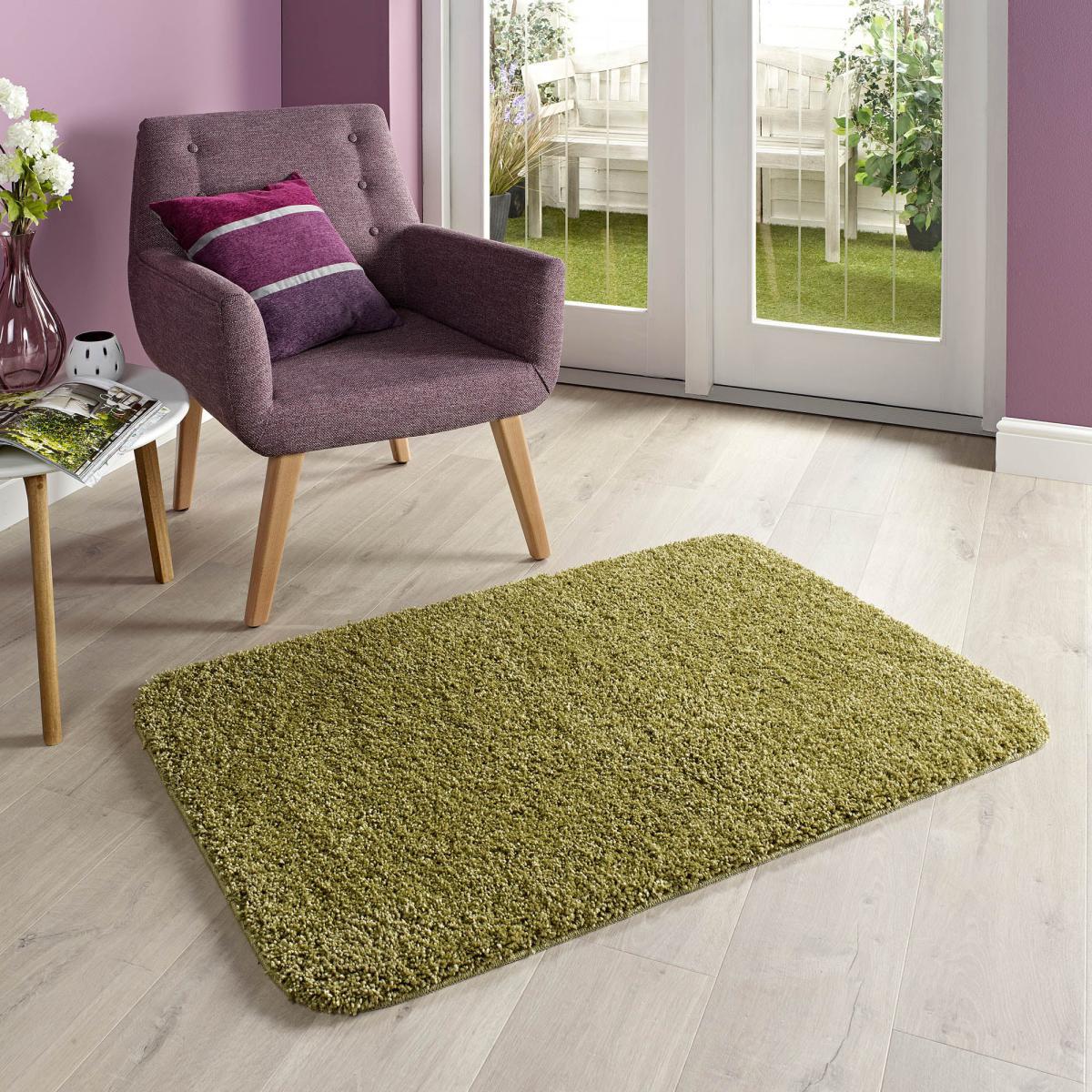 Marvel Shaggy Washable Rug Olive (Green) – image 1