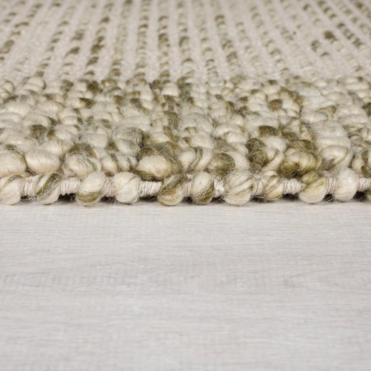 Pebble Wool Border Rug Pebble Olive – image 3