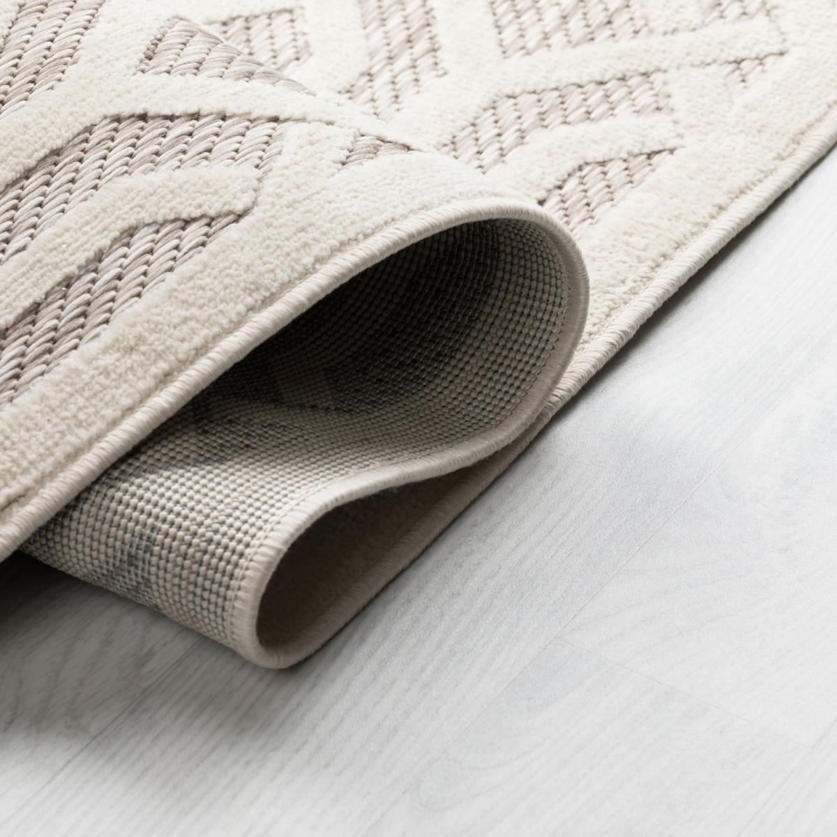 Mondo Geometric Indoor Outdoor Rug Brown and White – image 4