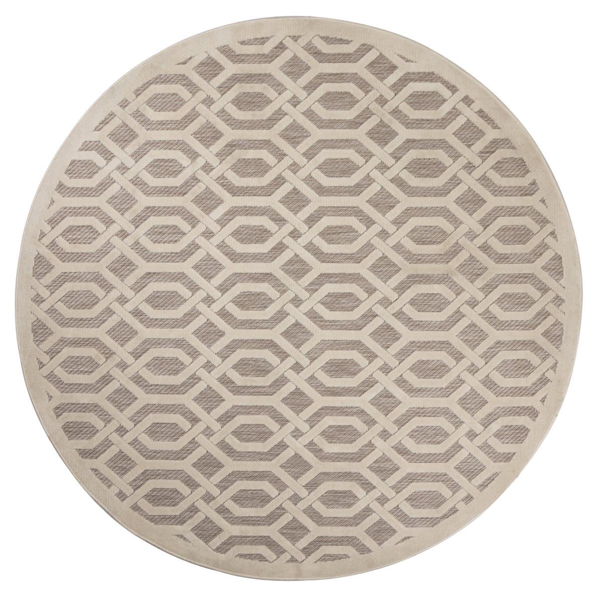 Mondo Natural Circle Geometric Indoor Outdoor Rug Brown and White – image 2