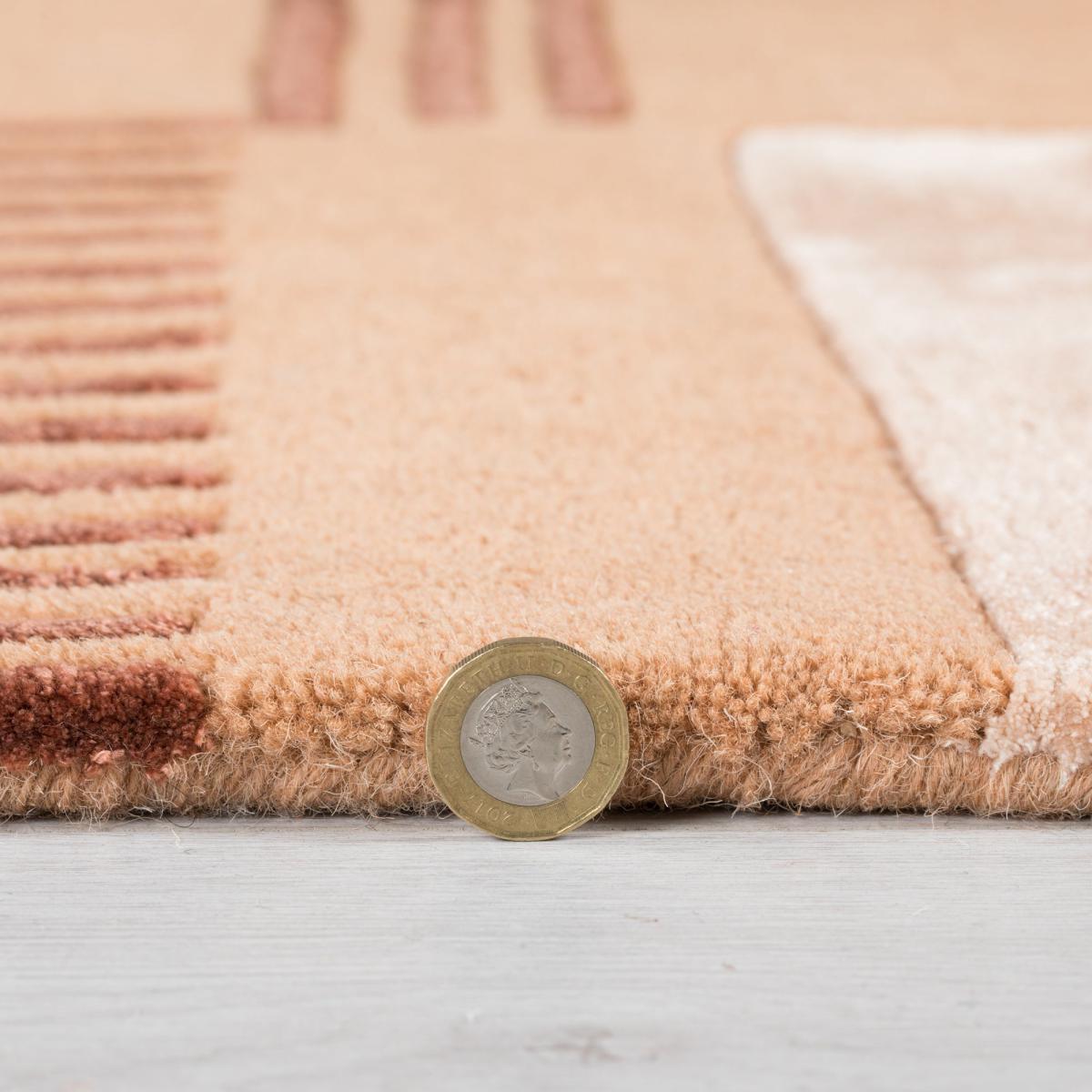 Ryo Wool Mix Rug Orange, Brown and White – image 5