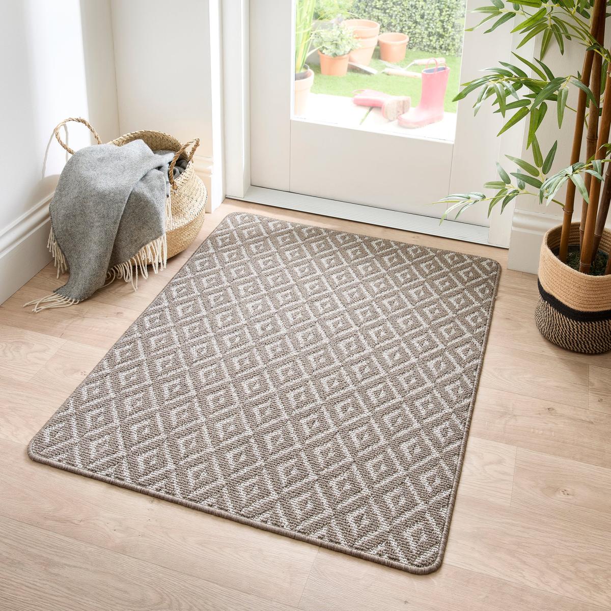 Marvel Boucle Geometric Washable Rug Geometric Natural – image 1