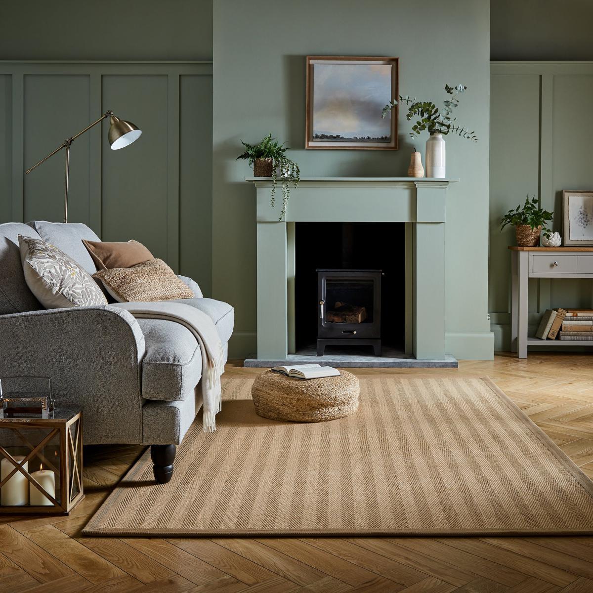 Herringbone Border Rug Herringbone Border Natural – image 1