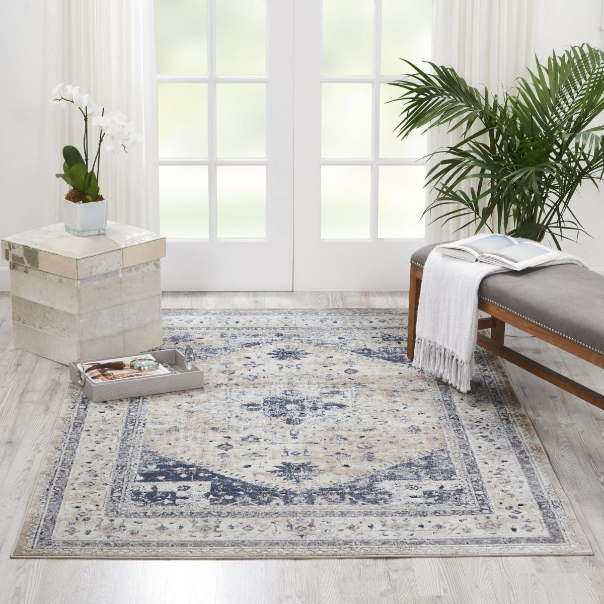 Beige and Blue Malta 2 Rug Blue/Natural – image 1