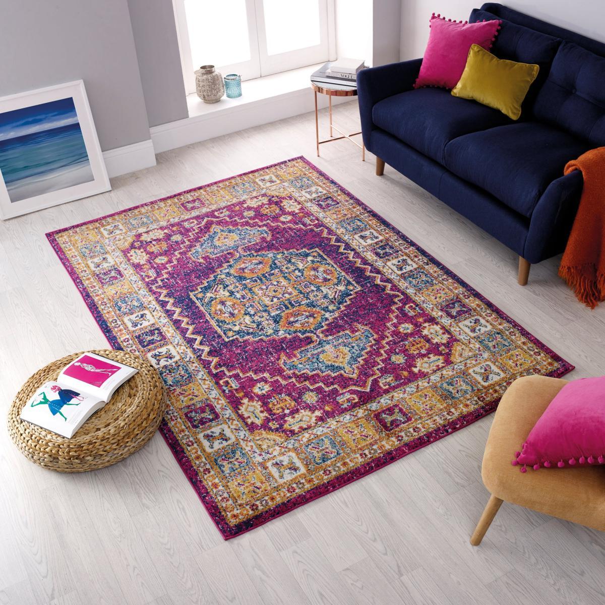 Urban Traditional Rug Pink, Yellow and Blue – image 1