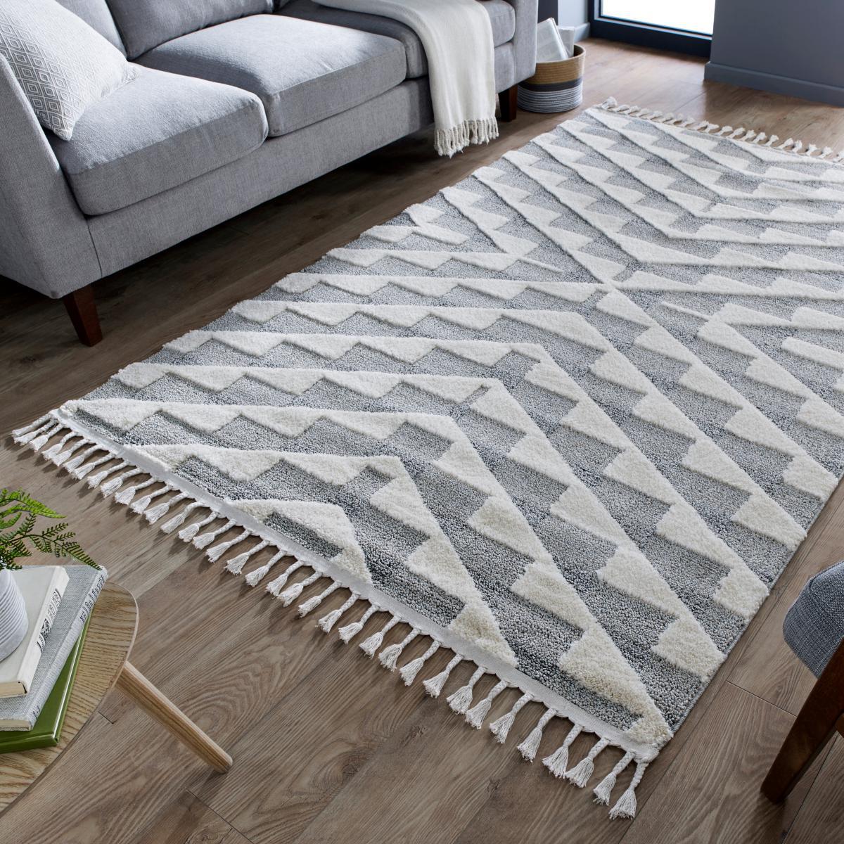 Hampton Geometric Rug Grey and Beige – image 1