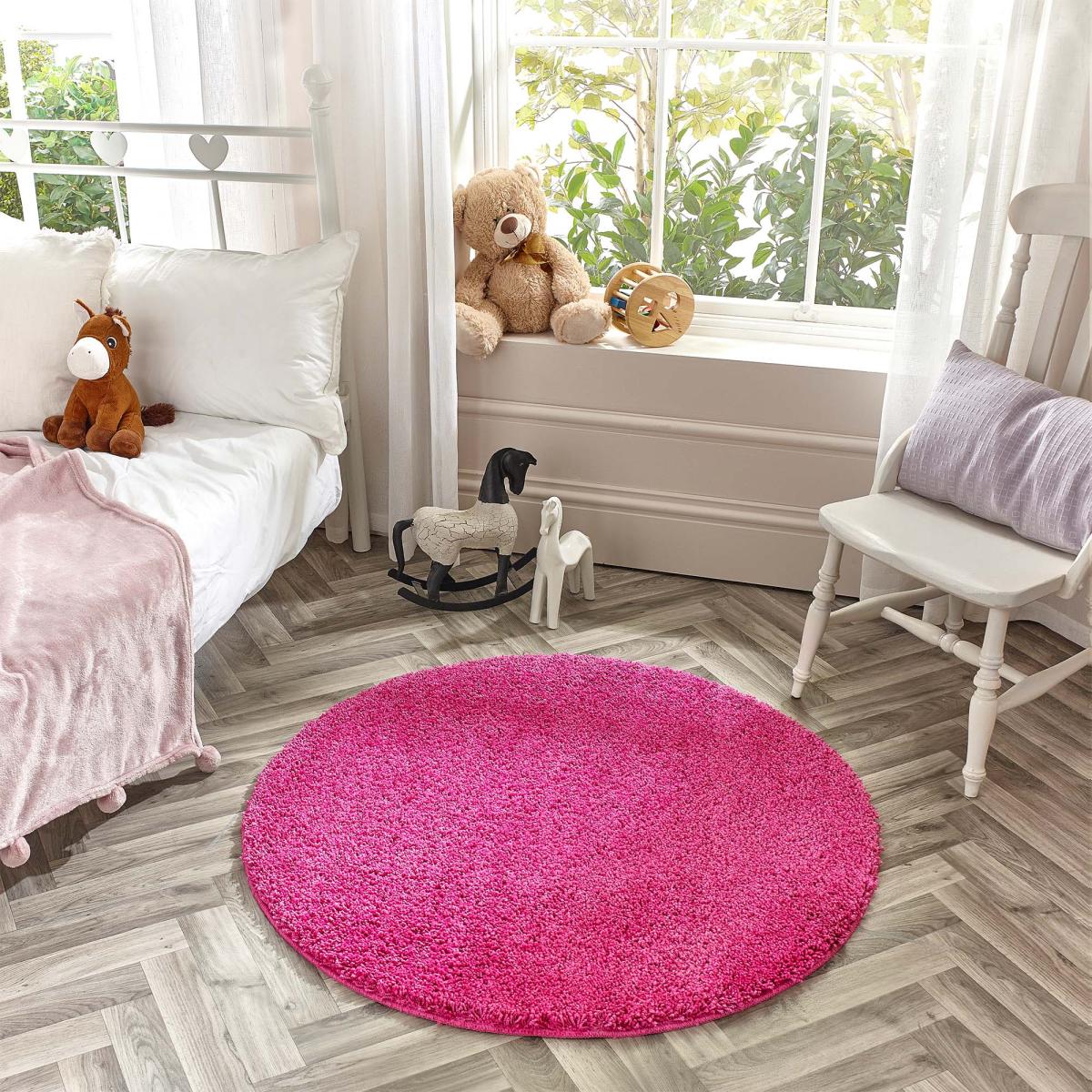 Marvel Shaggy Washable Circle Rug Marvel Shaggy Fuchsia – image 1