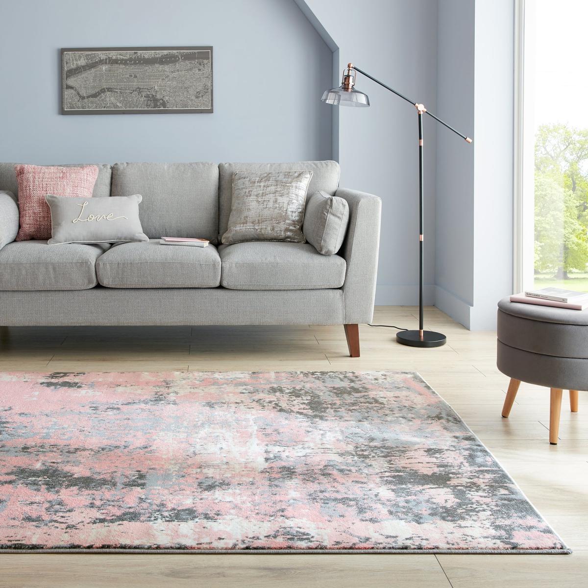 Fusion Abstract Blush Rug Blush, Grey and Black – image 1