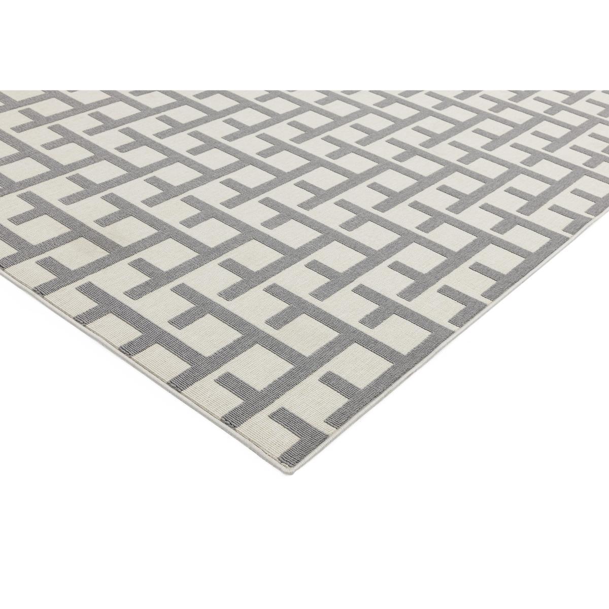 Antibes White and Grey Grid Outdoor Rug - 160cm-x-230cm – image 2