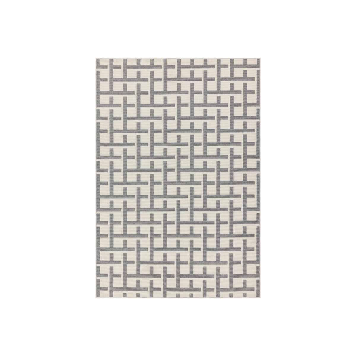 Antibes White and Grey Grid Outdoor Rug - 160cm-x-230cm – image 1