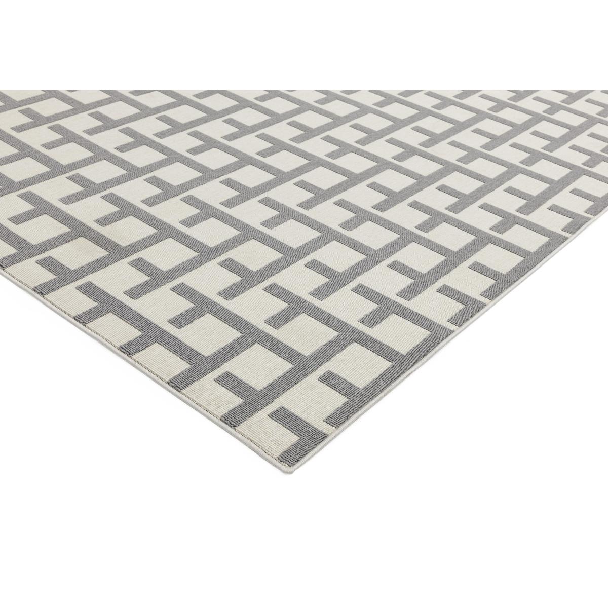 Antibes White and Grey Grid Outdoor Rug - 120cm-x-170cm – image 3