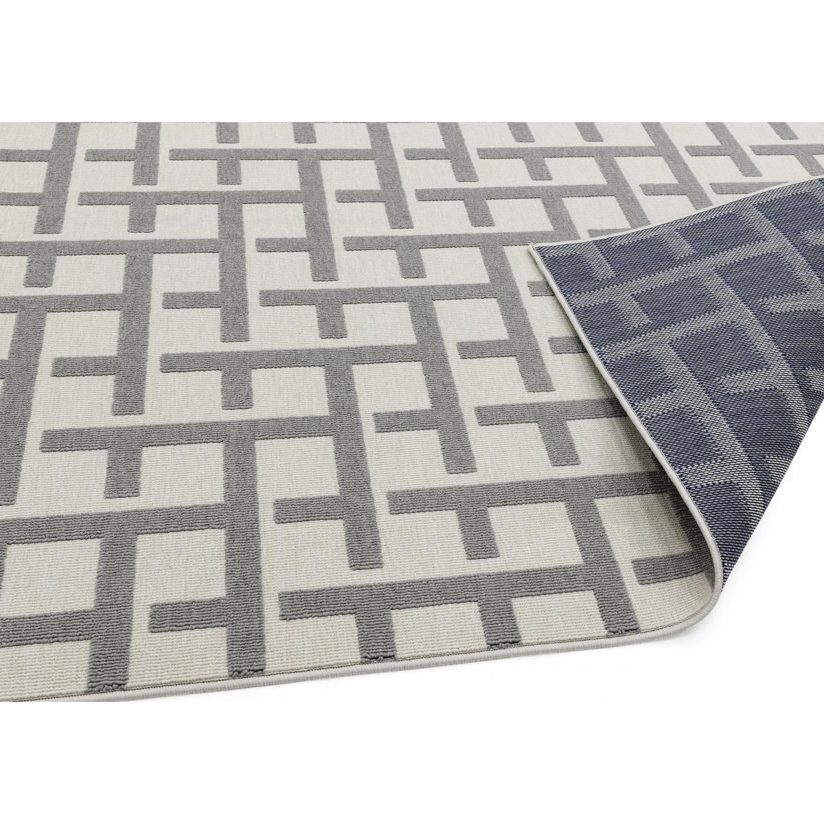 Antibes White and Grey Grid Outdoor Rug - 120cm-x-170cm – image 4