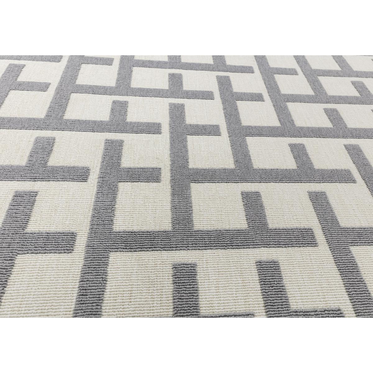 Antibes White and Grey Grid Outdoor Rug - 120cm-x-170cm – image 5