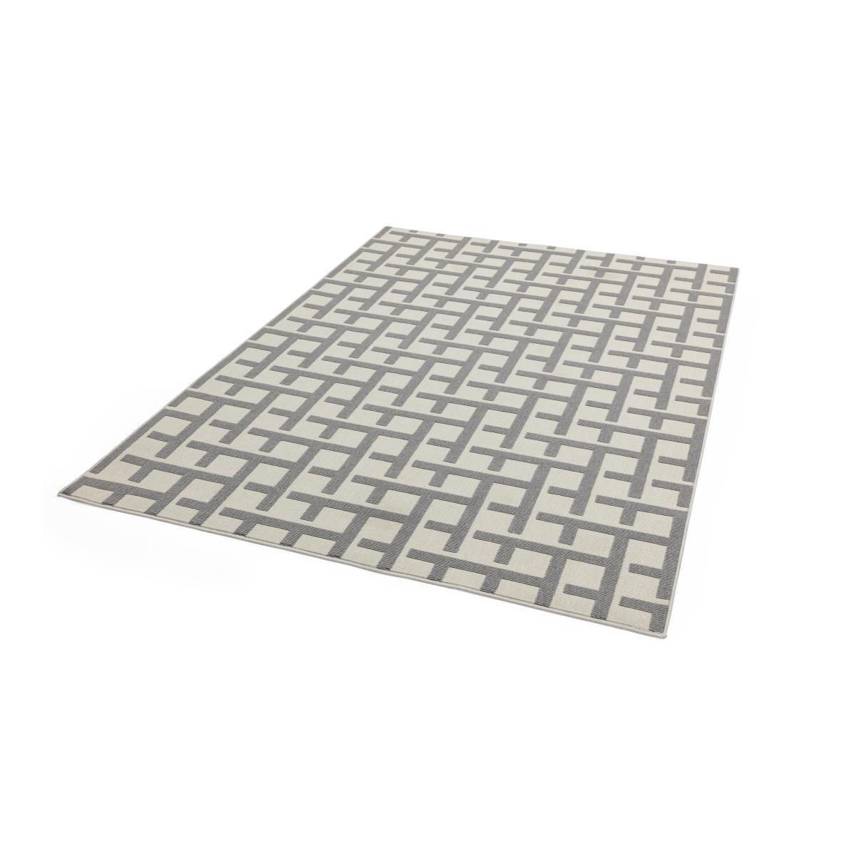 Antibes White and Grey Grid Outdoor Rug - 120cm-x-170cm – image 6