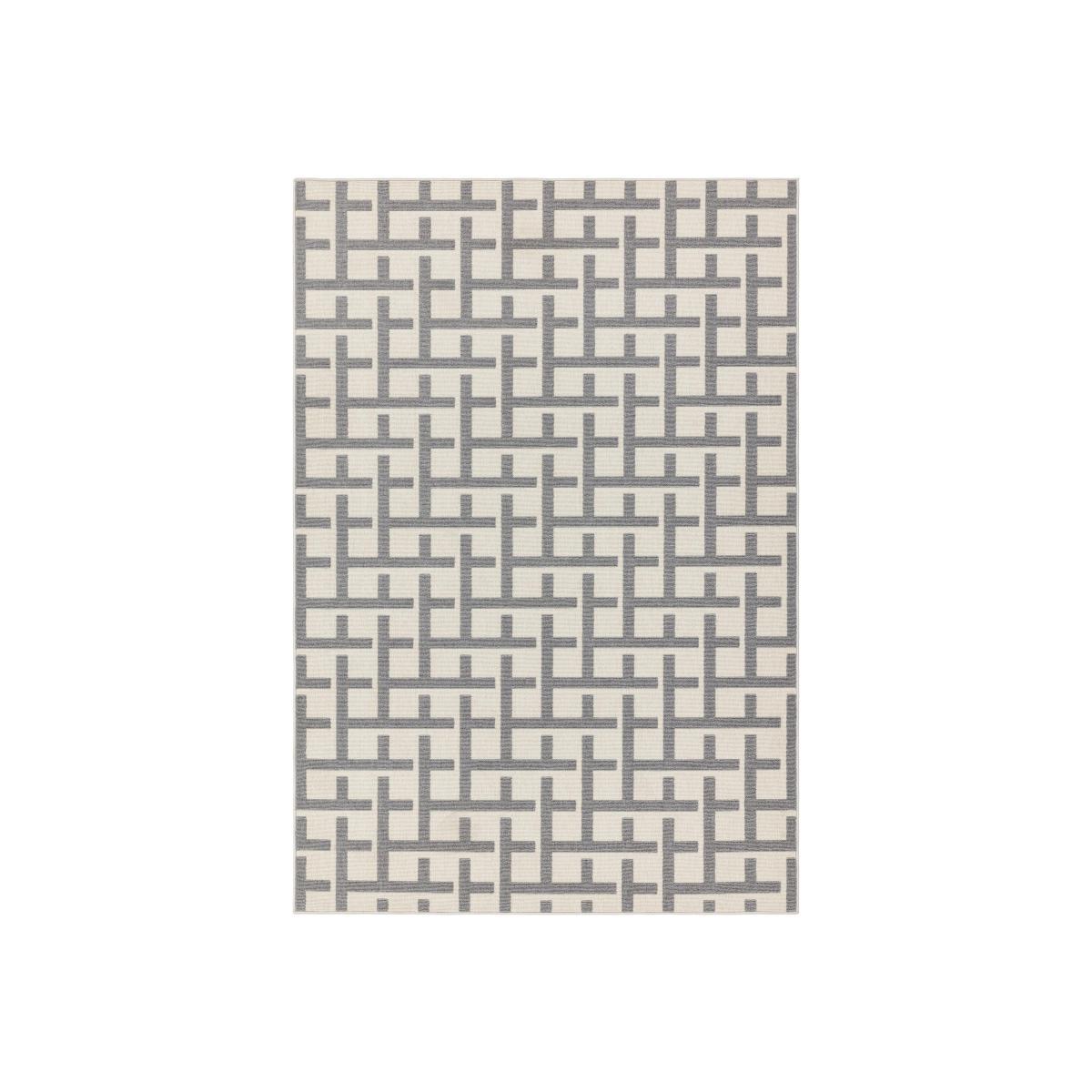 Antibes White and Grey Grid Outdoor Rug - 120cm-x-170cm – image 1