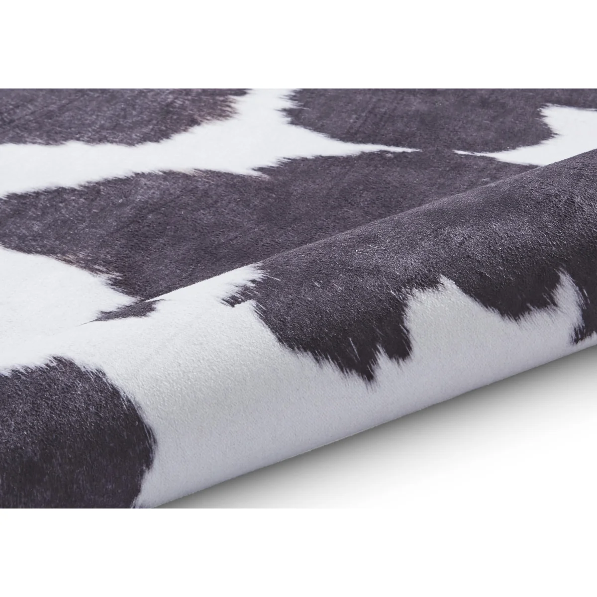 Faux Cow Print Rug - 155cm-x-195cm - Black – image 4