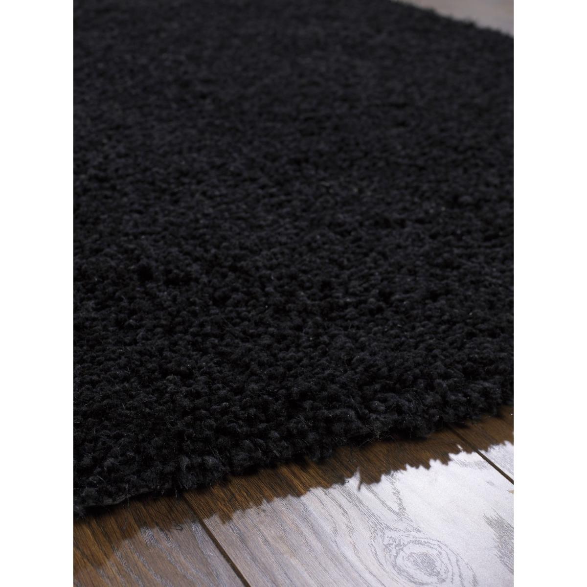 Rectangle Black Shaggy Rug - 110 x 160cm - Chicago – image 2