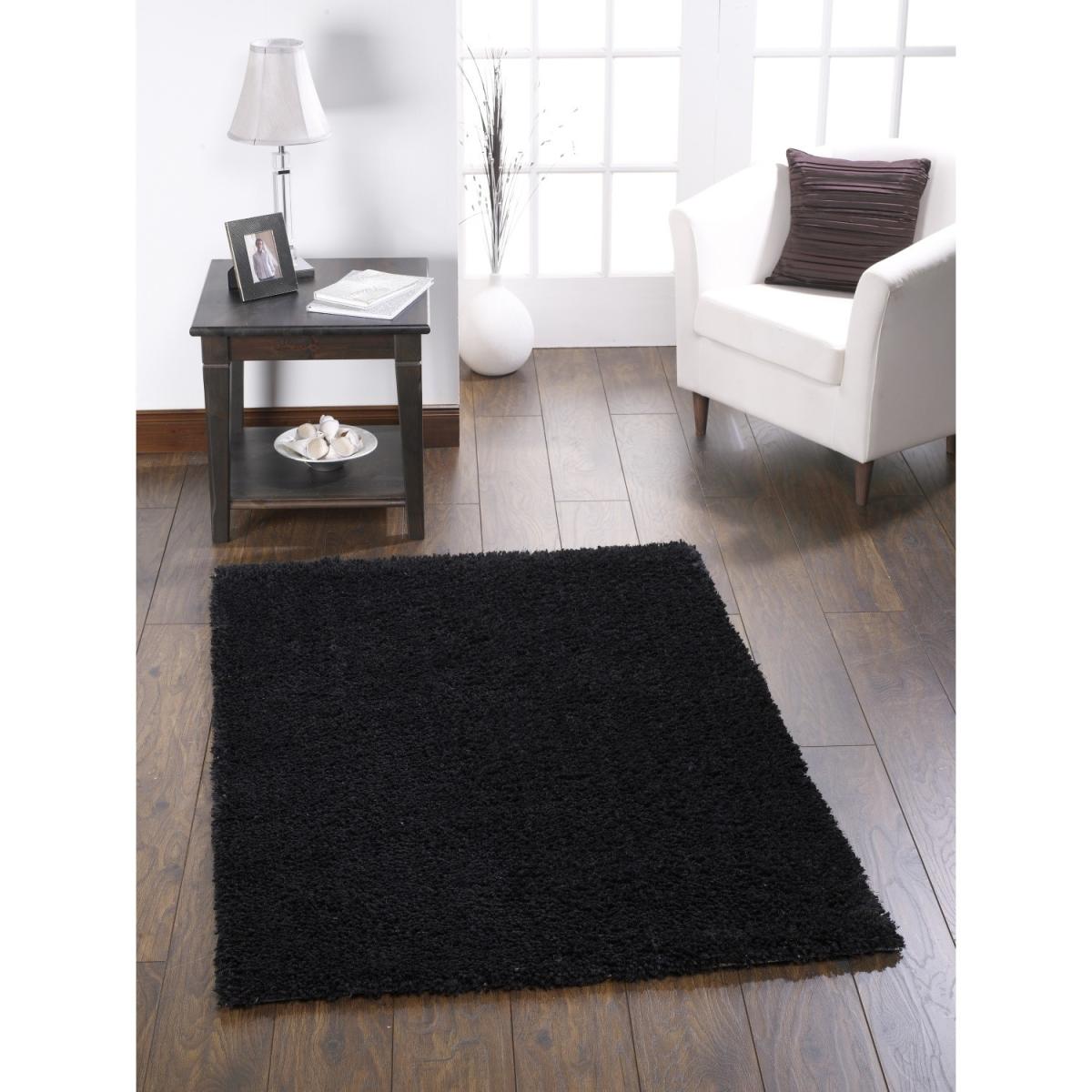 Rectangle Black Shaggy Rug - 110 x 160cm - Chicago – image 3