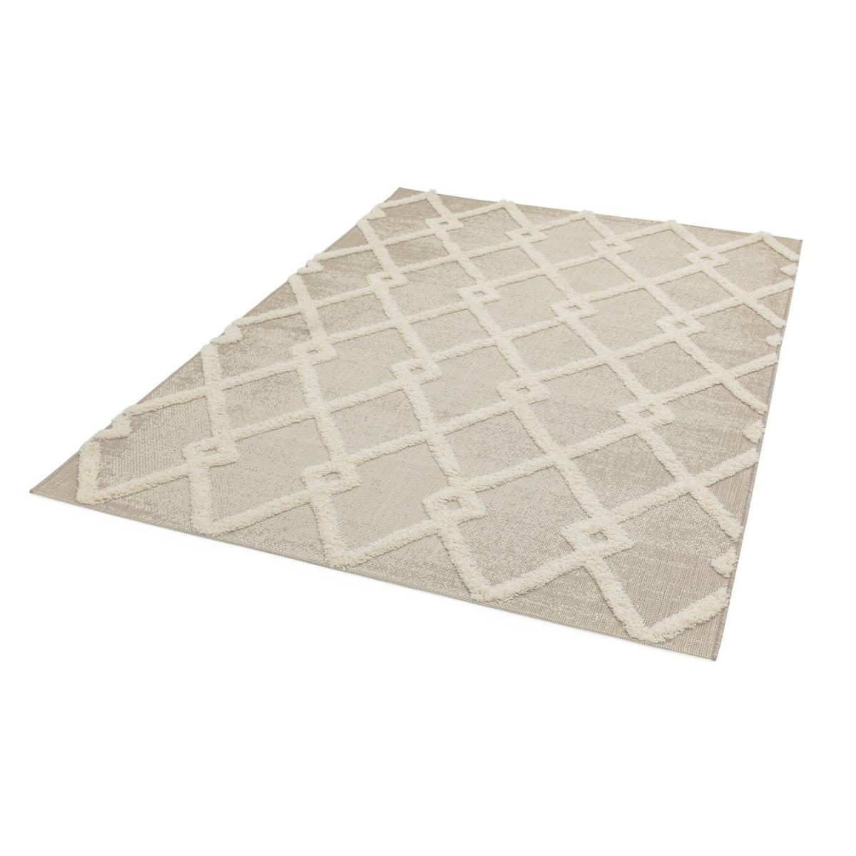 Monty Beige & Cream Diamond Patterned Rug - 200x290cm – image 2