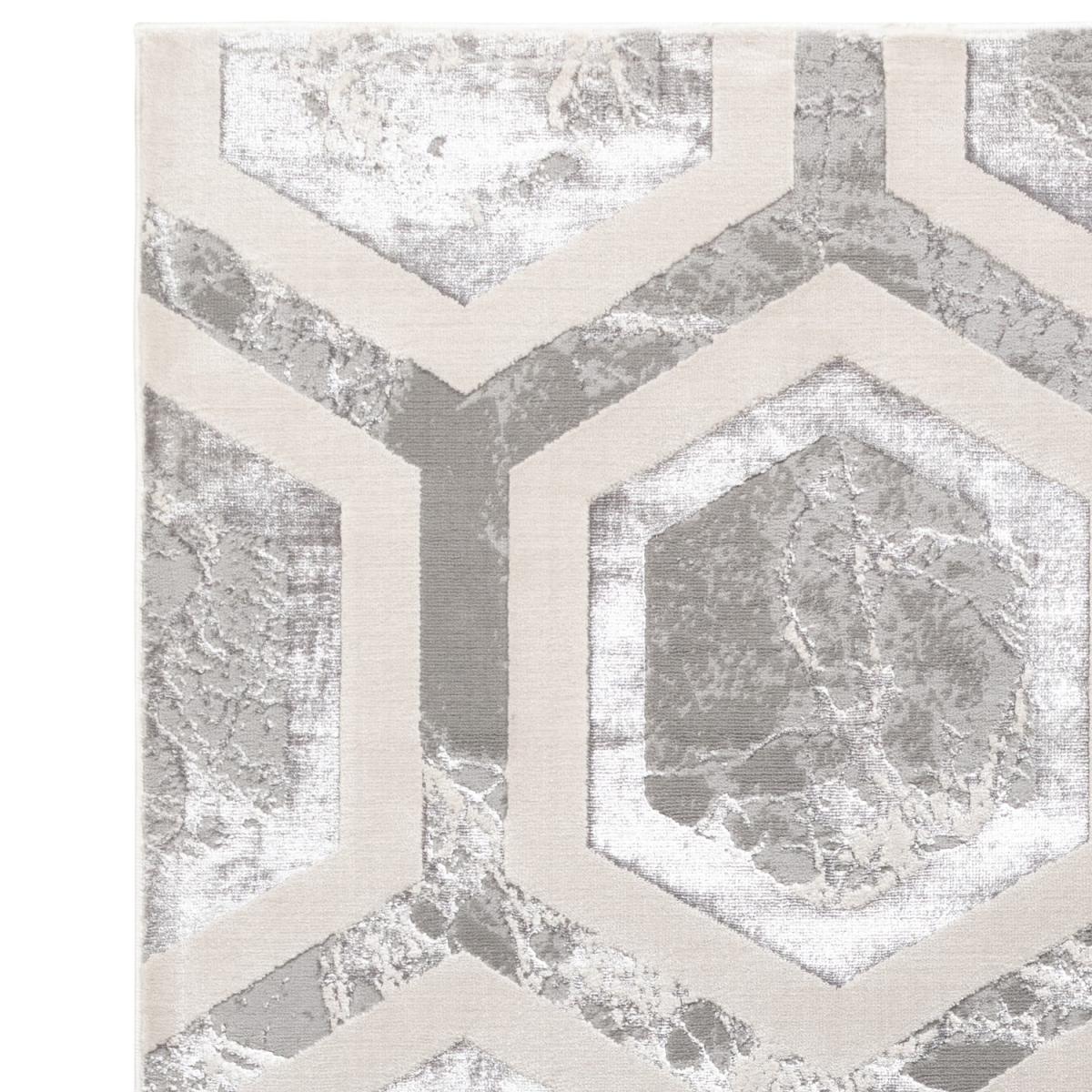 Silver Rug Rug with Hexagon Pattern - 120x170cm - Aurora – image 2