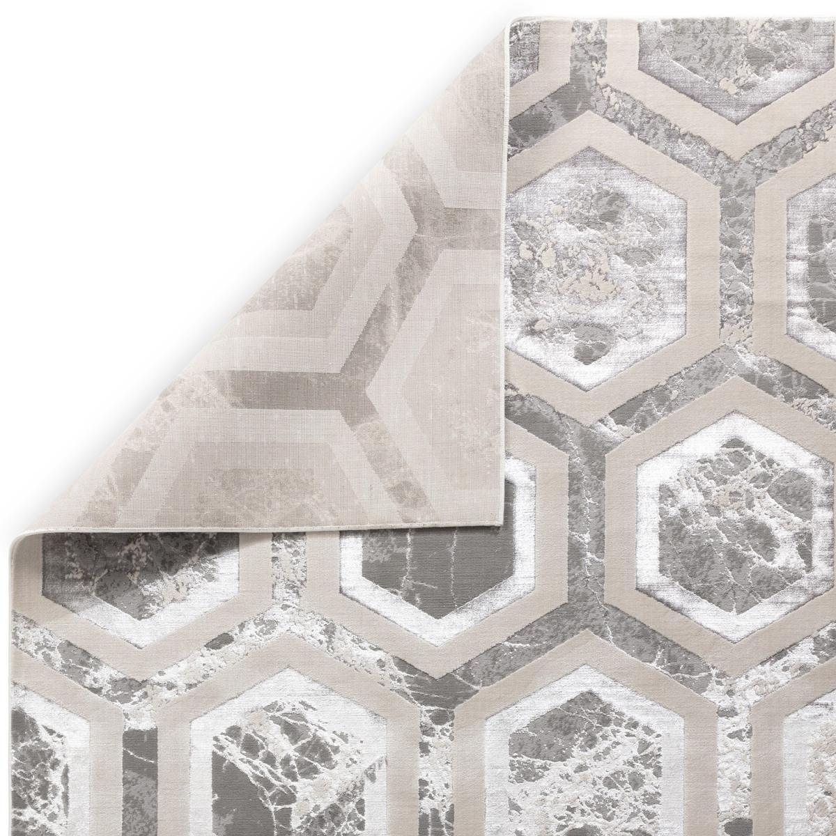 Silver Rug Rug with Hexagon Pattern - 120x170cm - Aurora – image 4