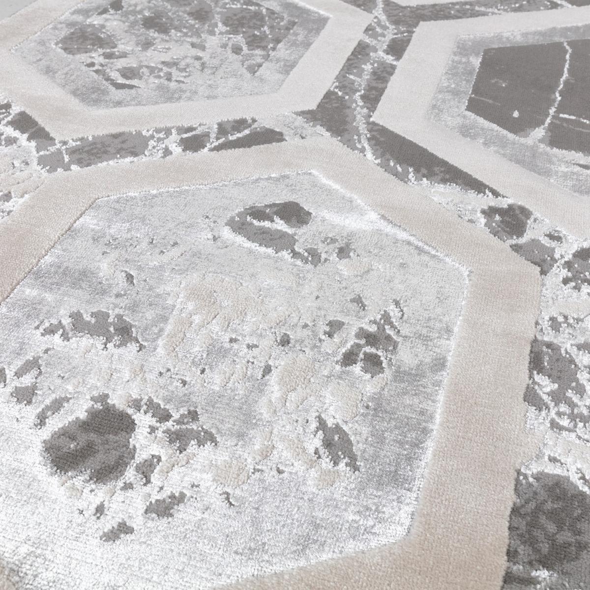 Silver Rug Rug with Hexagon Pattern - 120x170cm - Aurora – image 5