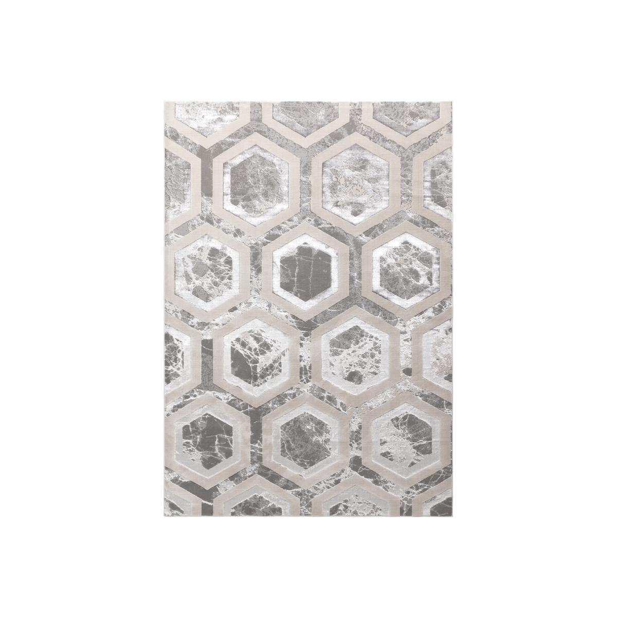 Silver Rug Rug with Hexagon Pattern - 120x170cm - Aurora – image 1