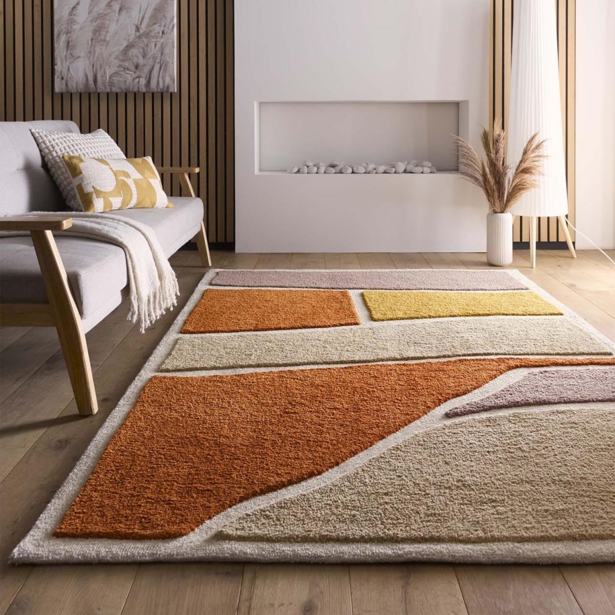 Large Terracotta Rug with Collage Design - 290 x 200 cm - Strata - Origins – image 1