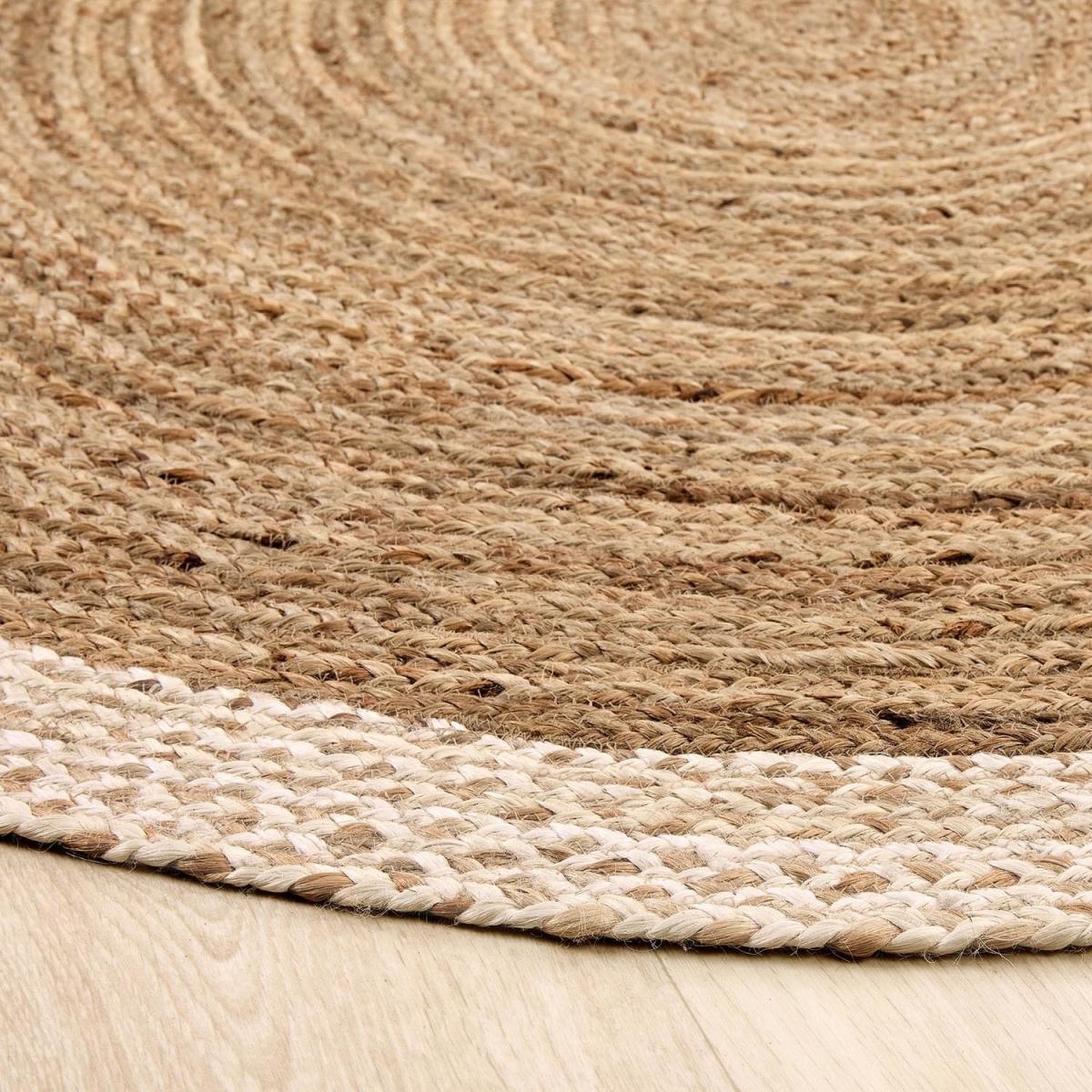 Natural Jute Round Rug with White Border - 150 x 150 cm - Origins – image 3