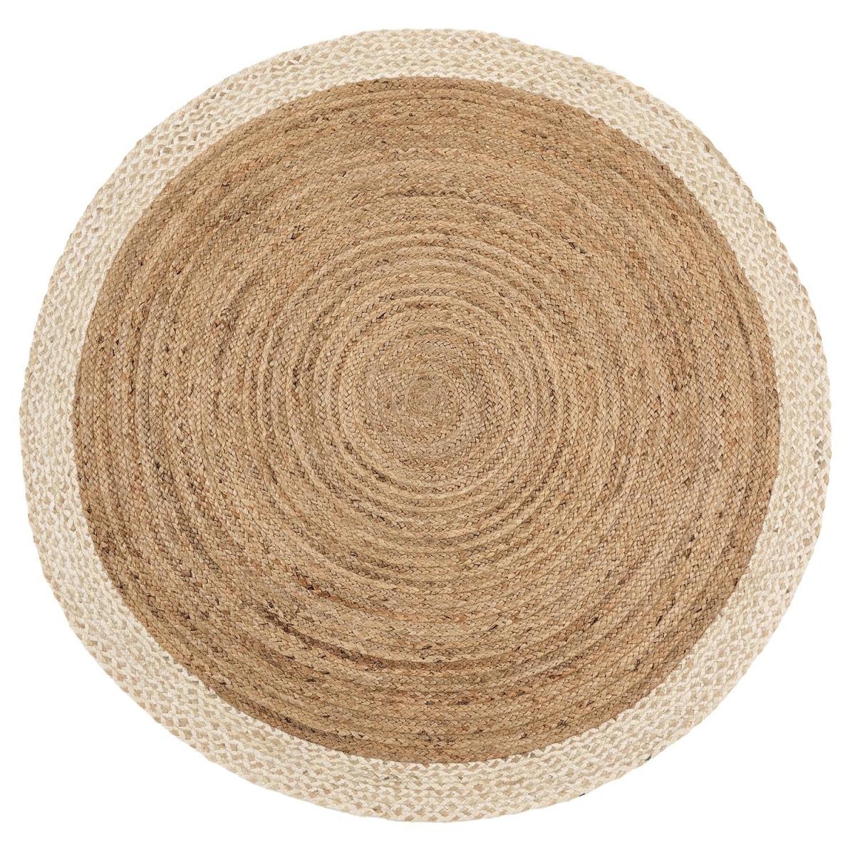 Natural Jute Round Rug with White Border - 150 x 150 cm - Origins – image 4