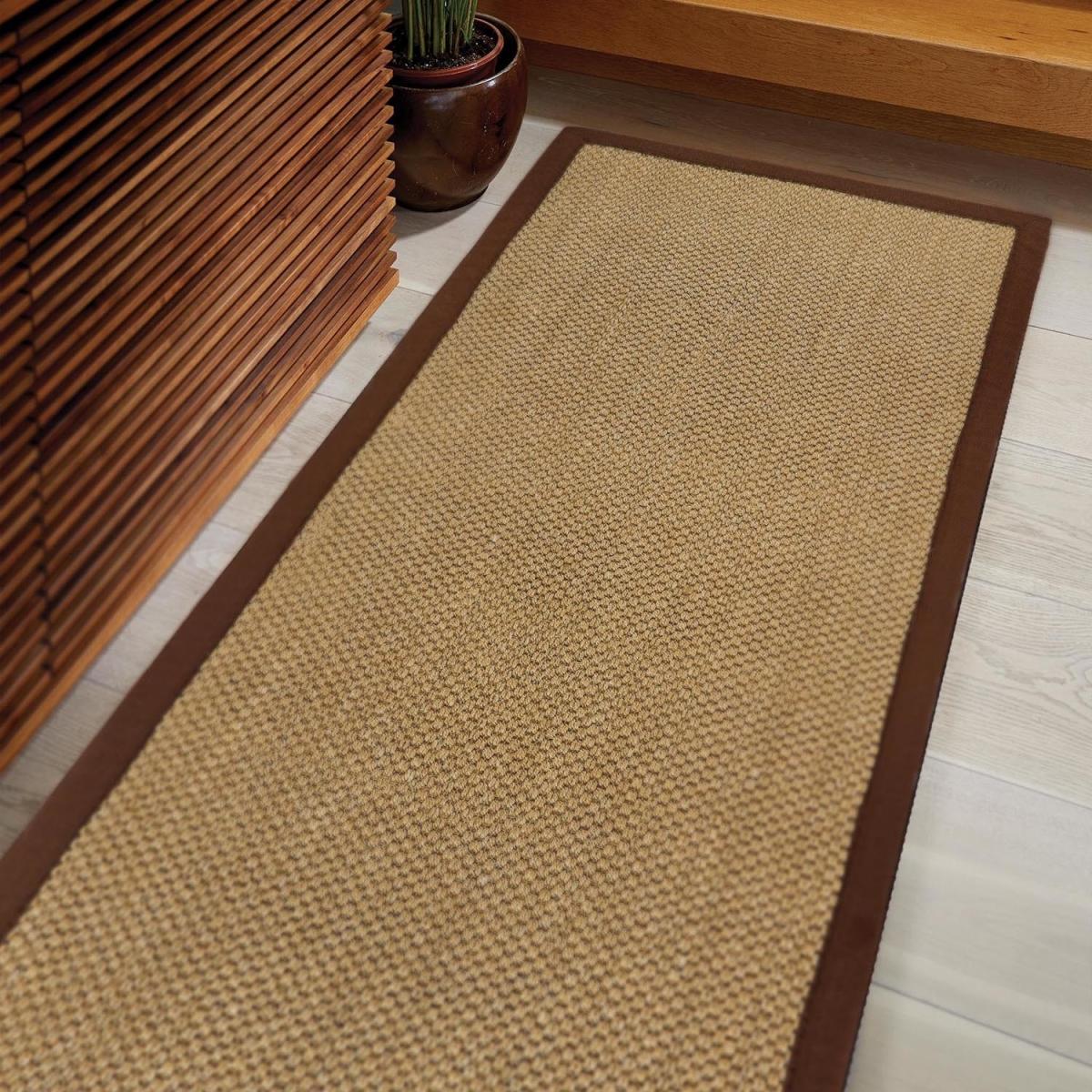 Sisal Beige Runner Rug with Brown Border - 200 x 67 cm - Sisal - Origins – image 3
