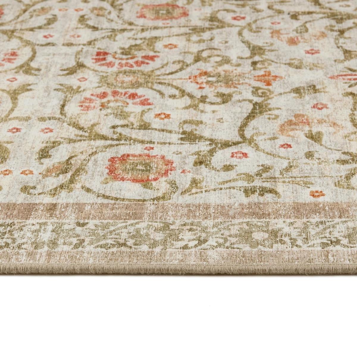 Washable Green and Orange Vintage Floral Rug - 230 x 160 cm - Country Paisley - Origins – image 3