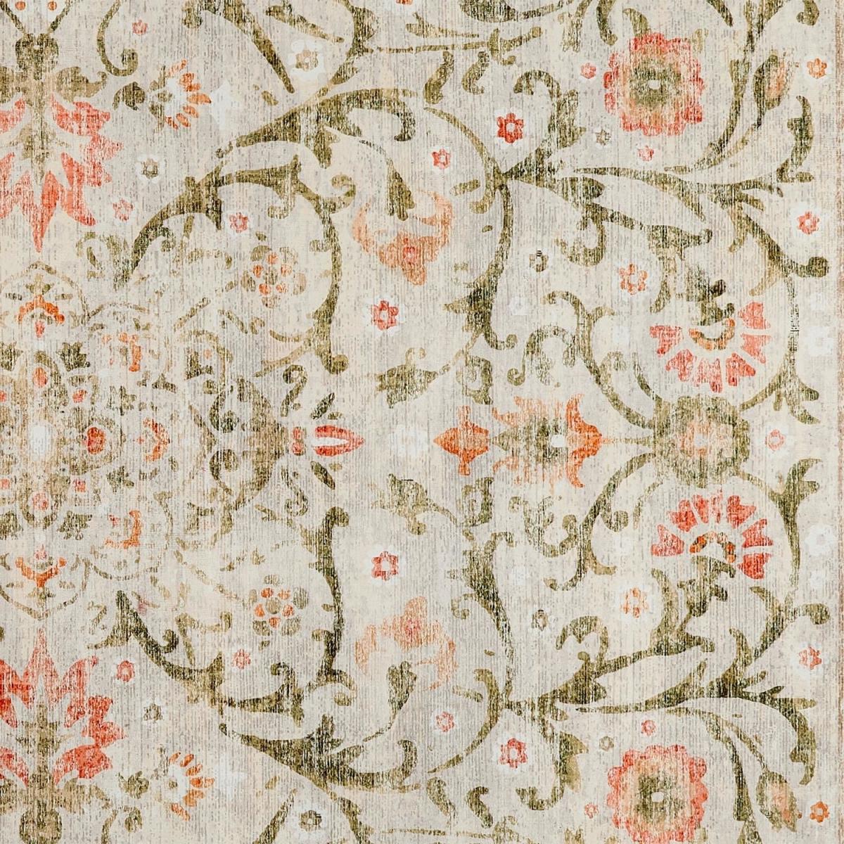 Washable Green and Orange Vintage Floral Rug - 230 x 160 cm - Country Paisley - Origins – image 4