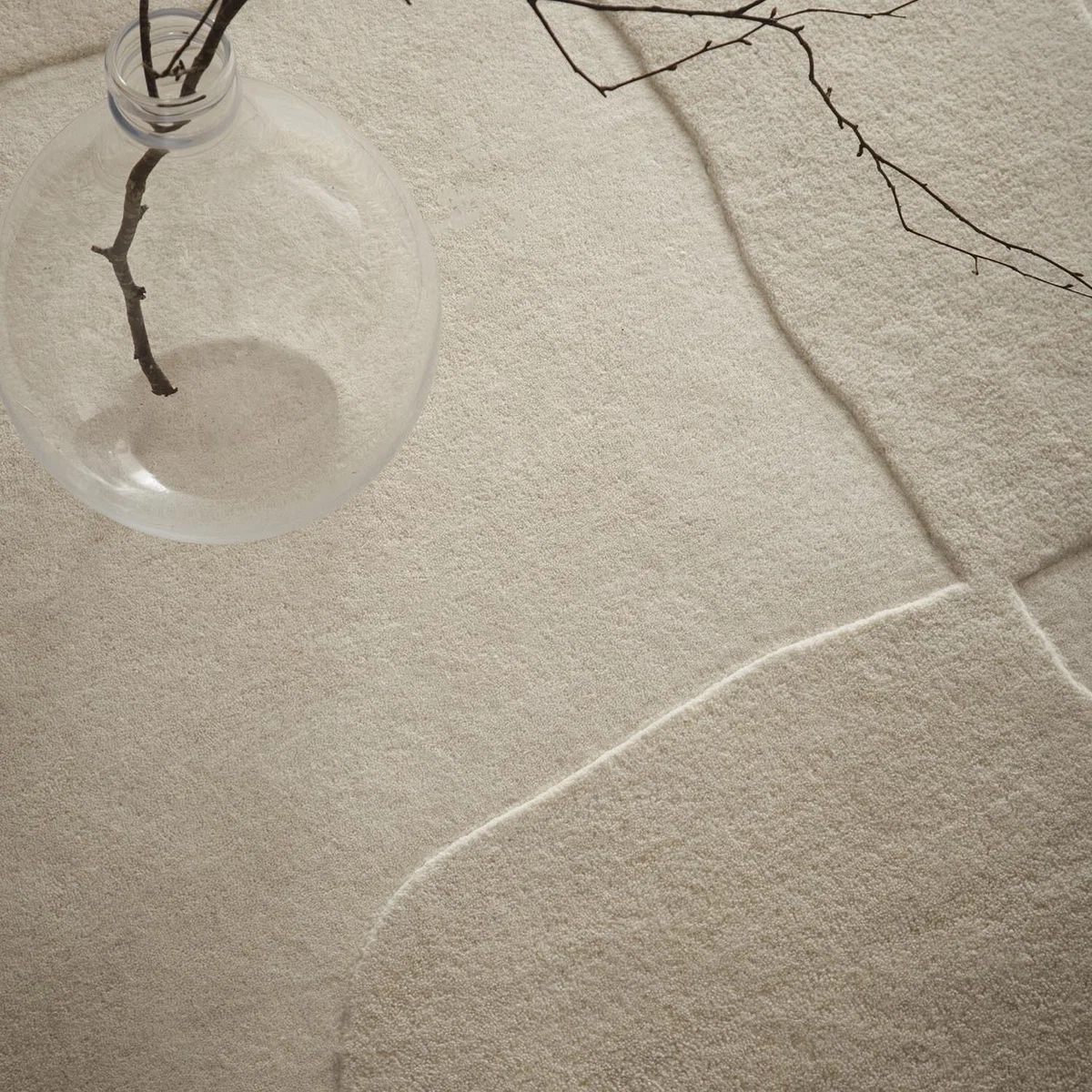 Hand Carved Abstract Beige Rug - 170 x 120 cm - Boulder - Origins – image 3