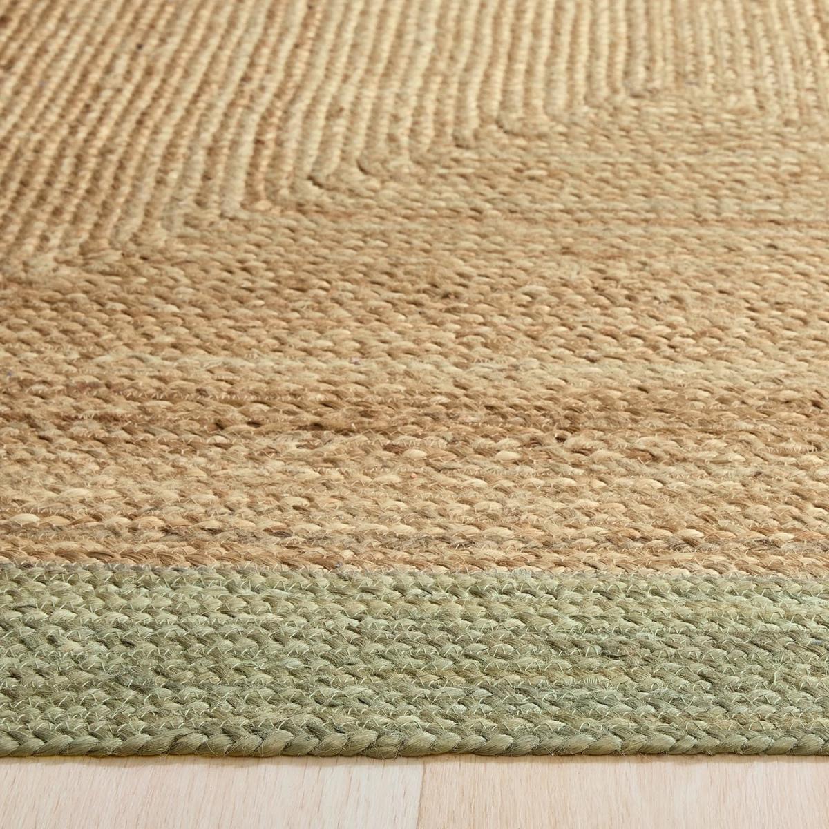Natural Jute Runner Rug with Green Border - 200 x 67 cm - Origins – image 2