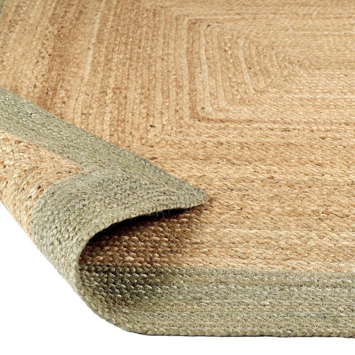 Natural Jute Runner Rug with Green Border - 200 x 67 cm - Origins – image 4