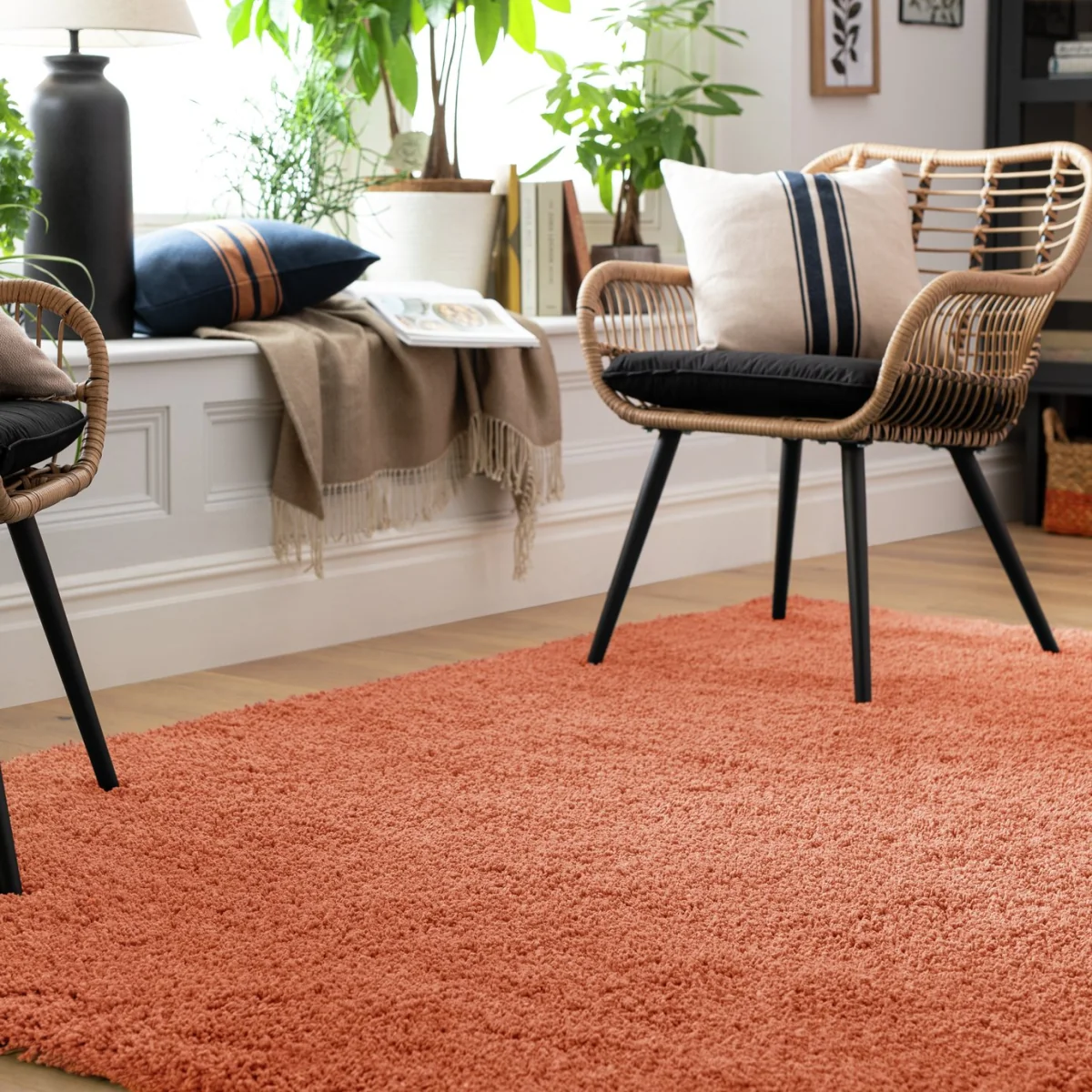 Habitat Noodle Shaggy Plain Rug - Terracotta - 120x170cm – image 1