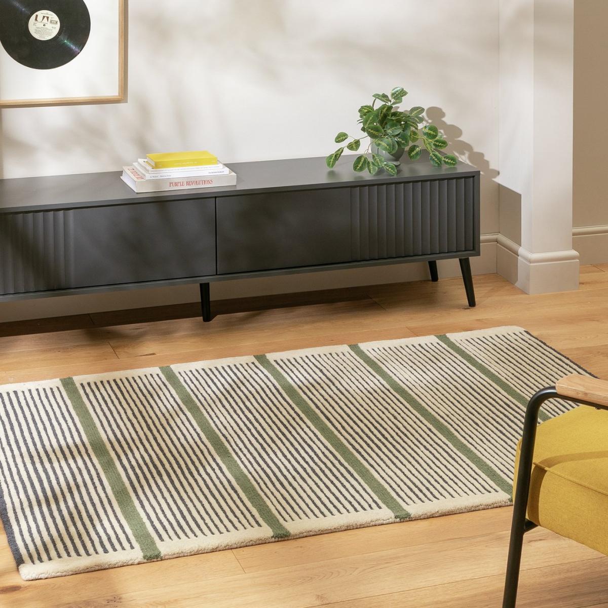 Habitat Industrial Stripe Green Pile Rug - 230x160cm – image 2