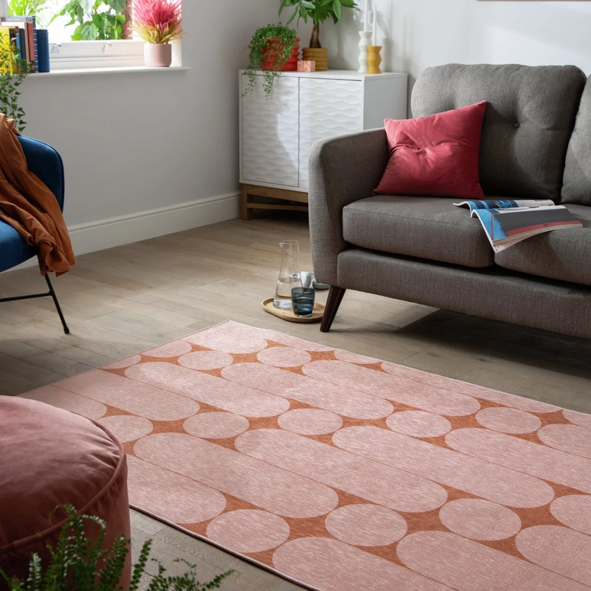 Habitat Geometric Cotton Rug - Orange - 120x170cm