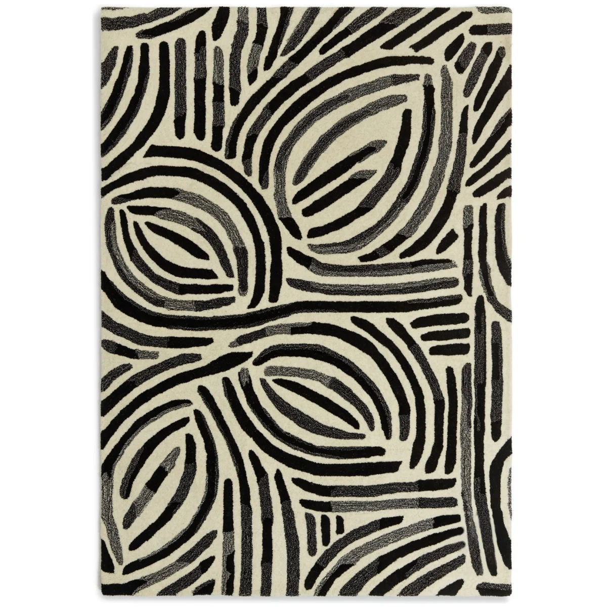 Habitat Skandi Brush Marks Rug - Black & White - 120x170cm – image 2