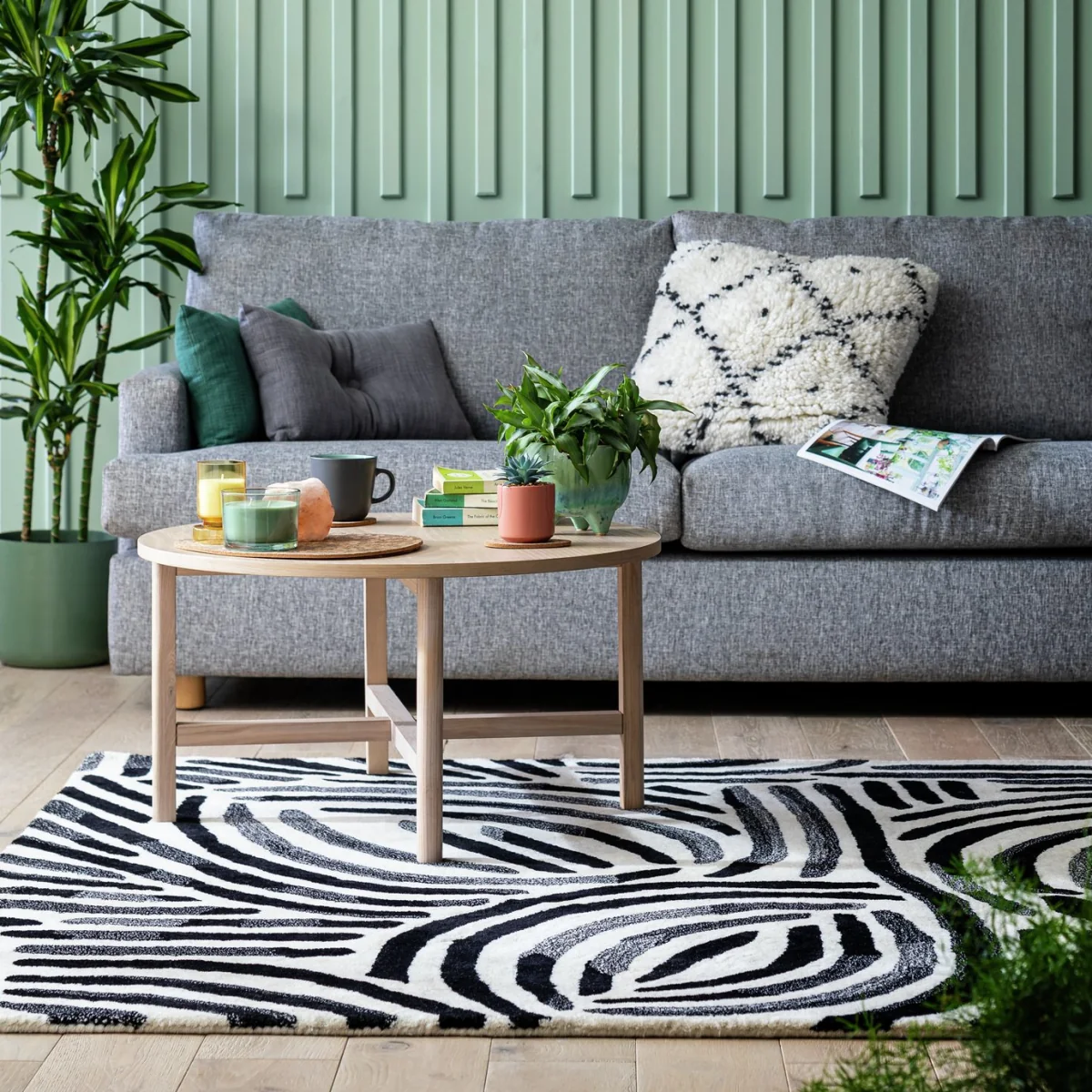 Habitat Skandi Brush Marks Rug - Black & White - 120x170cm – image 1