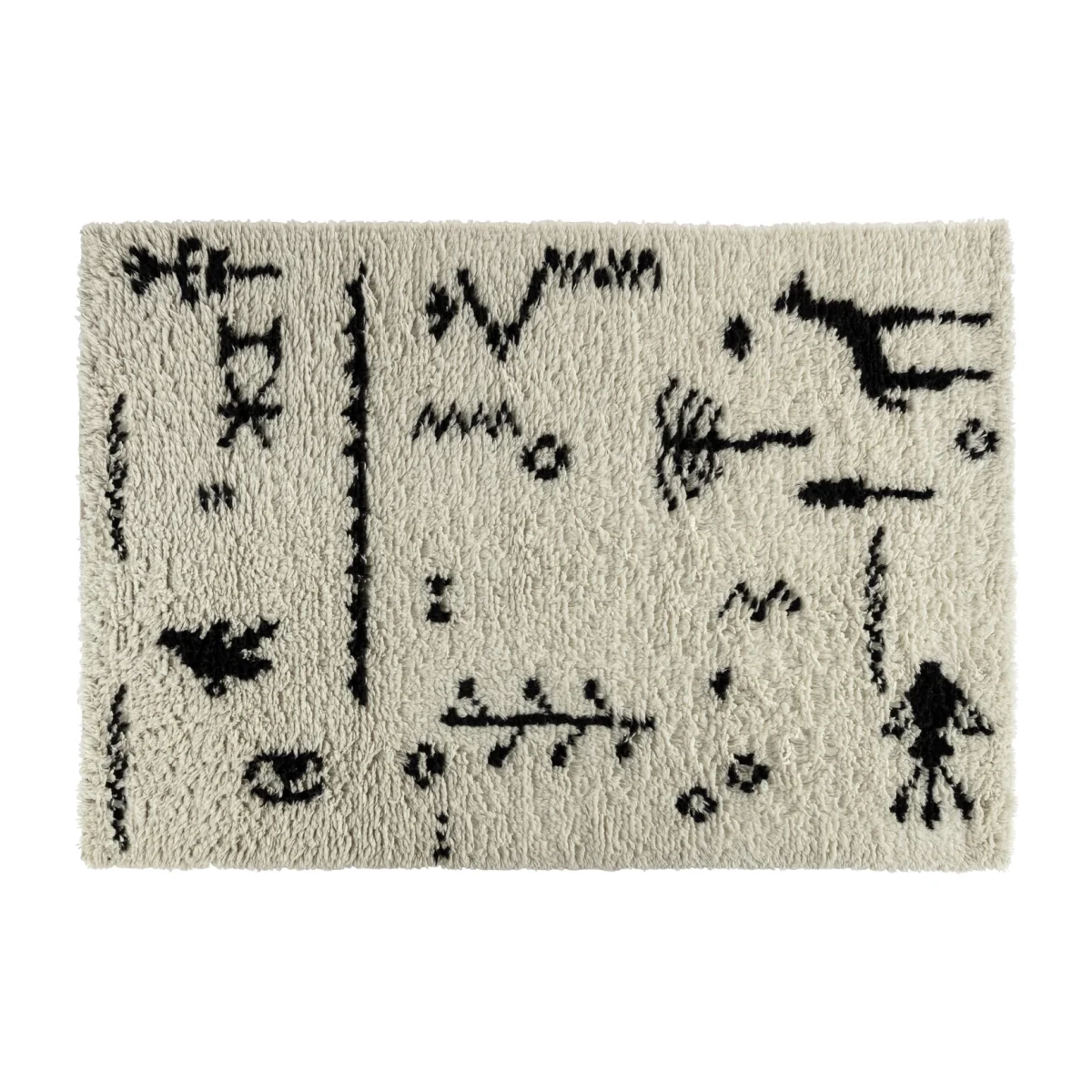 Habitat Numi Wool Shaggy Rug - 160x230cm - Black and White