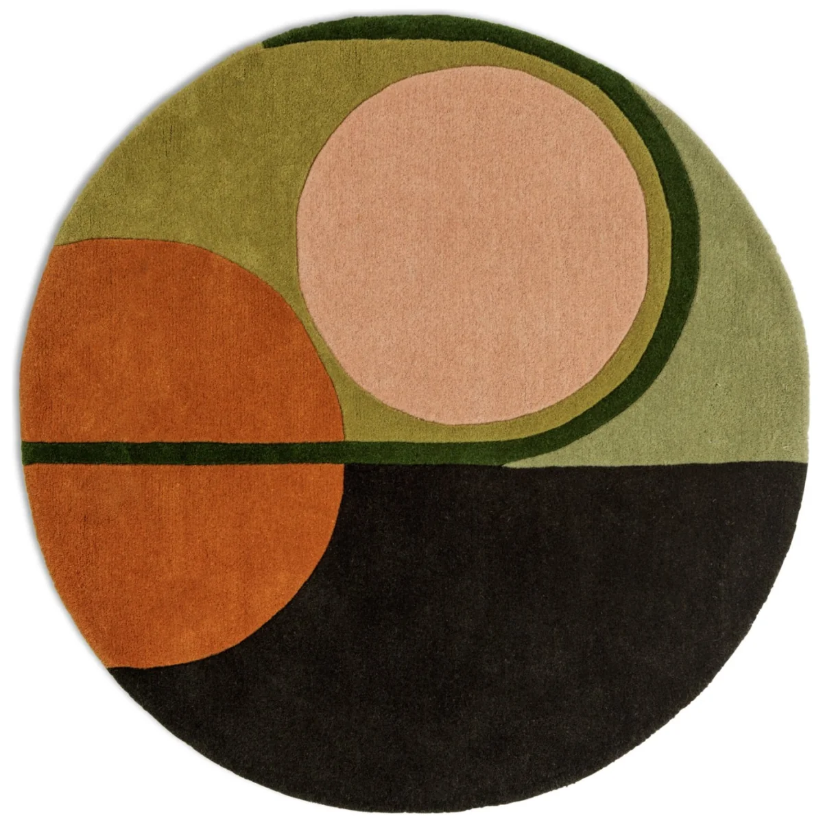 Habitat Geometric Circle Wool Rug - Multi - 120x120cm – image 2