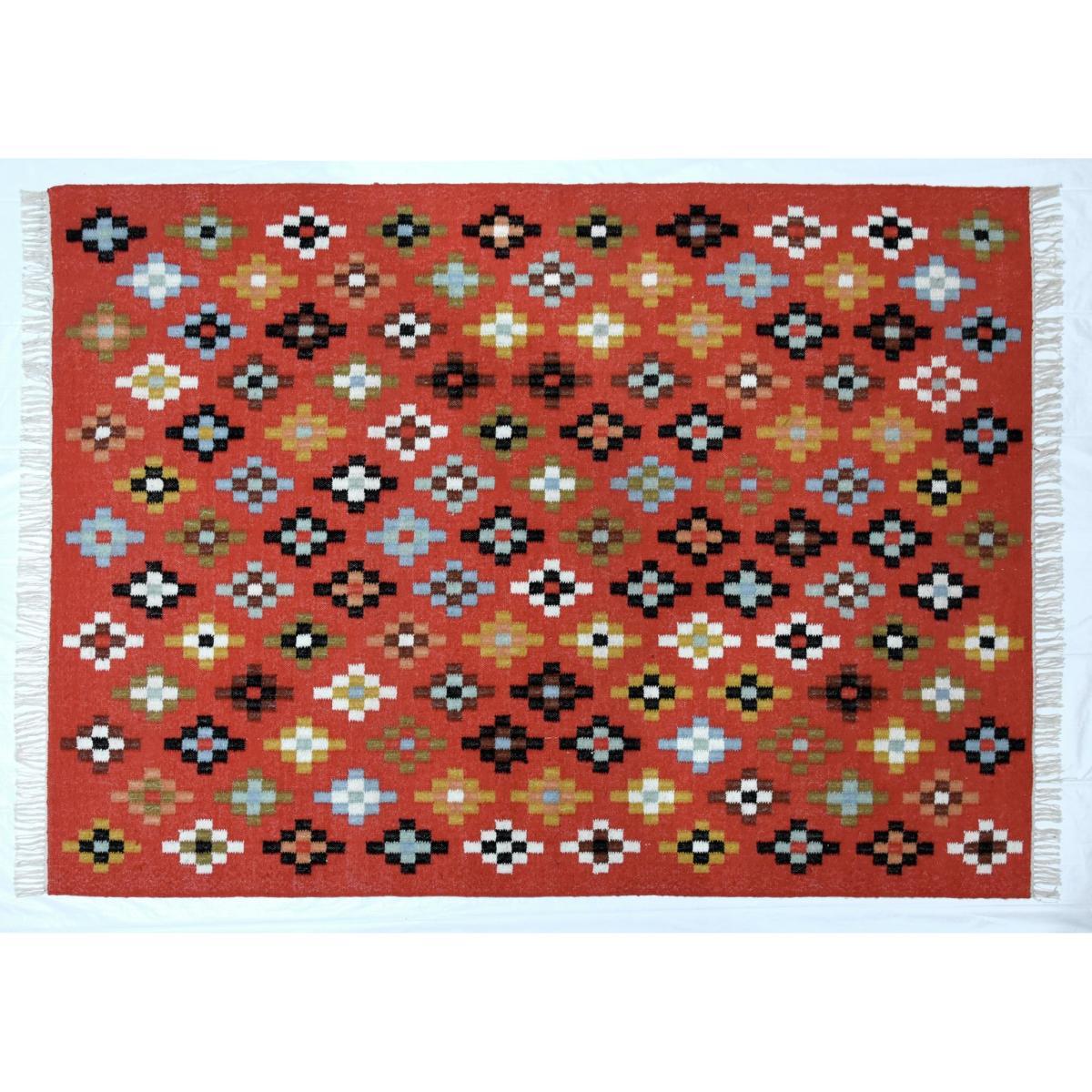 Habitat Eliza Diamonds Cotton Wool Rug - 160x230cm - Orange
