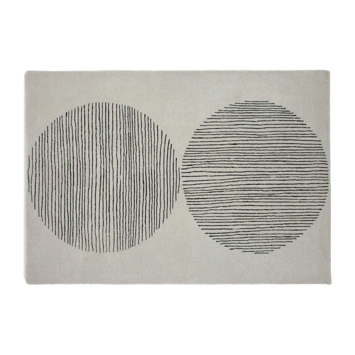 Habitat Graphic Circles Cotton Wool Rug - 160x230cm - Grey