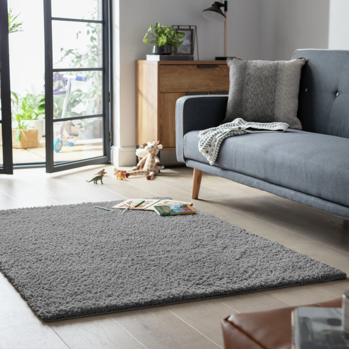 Habitat Recycled Cosy Plain Shaggy Rug - 80x150cm - Grey – image 1